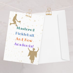 Tarjeta de graduación divertida Tarjeta de graduación personalizada Graduación universitaria Doctorado Felicitaciones Máster Tarjeta divertida para jugadores de pickleball