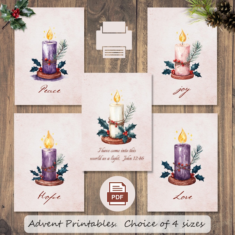 Printable Advent Candles, Christmas Art Decor, Christian Home, Catholic ...