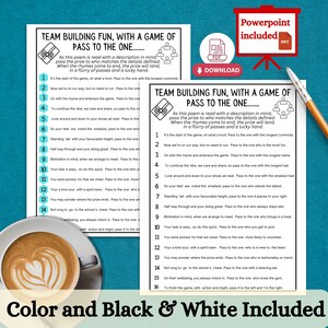 Office Games Team Building Games Team Building Pass the Prize Game Happy Hour Office Party Printable Get To Know Me Questionnaire Coworker