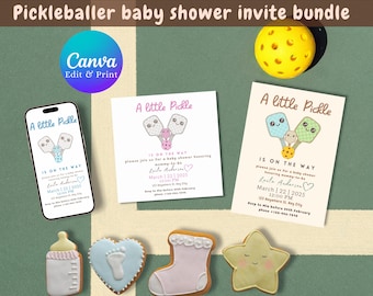 Pickleball Babypartyeinladung Vorlage | Bearbeitbar Canva Babypartyeinladung | Digital Download Einladen | Babypartyeinladung Pickleball