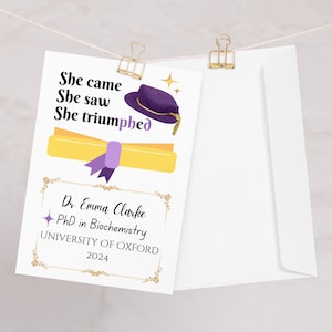 Cartão de graduação de doutorado para doutorado, cartão dr para novo doutorado, cartão de parabéns, presente para doutorado, cartão personalizado para doutorado