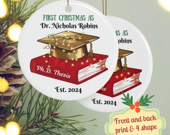 Adorno personalizado de graduación de doctorado: regalo de primera Navidad como médico