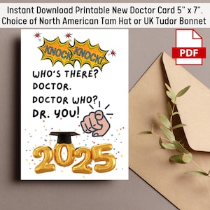 Carte drôle de remise des diplômes pour nouveau médecin Carte à téléchargement numérique pour nouveau médecin Carte imprimable à téléchargement immédiat pour doctorant Dr Carte-cadeau pour doctorant