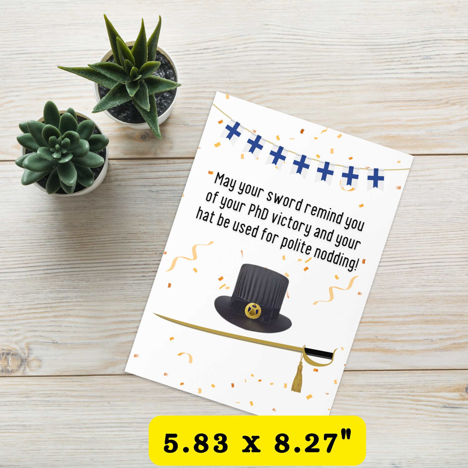 Finland Phd Graduation Card: Sword & Top Hat Congratulations - Etsy
