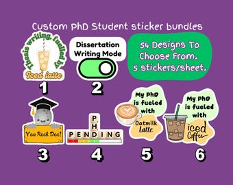 PhD Student Stickers: Funny PhD Laptop Sticker, Water Bottle Vinyl Decals