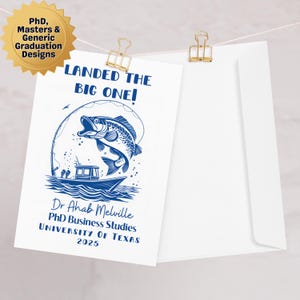 Aangepaste PhD-afstudeerkaart voor universiteit Graduate Viskaart Chinoiserie Afstuderen Gefeliciteerd Masters Degree Gepersonaliseerd doctoraat