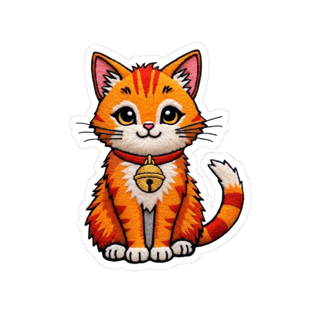 Orange Tabby Cat Sticker | Kiss-cut Vinyl Cat Decal, Bell Collar - Etsy