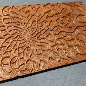 Radiant Floral Burst Bas Relief Wood Panel | Handcrafted Nature-Inspired Art