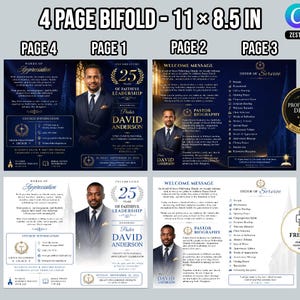 Sophisticated Sunday worship flyer and pastor appreciation template with premium navy and gold styling.