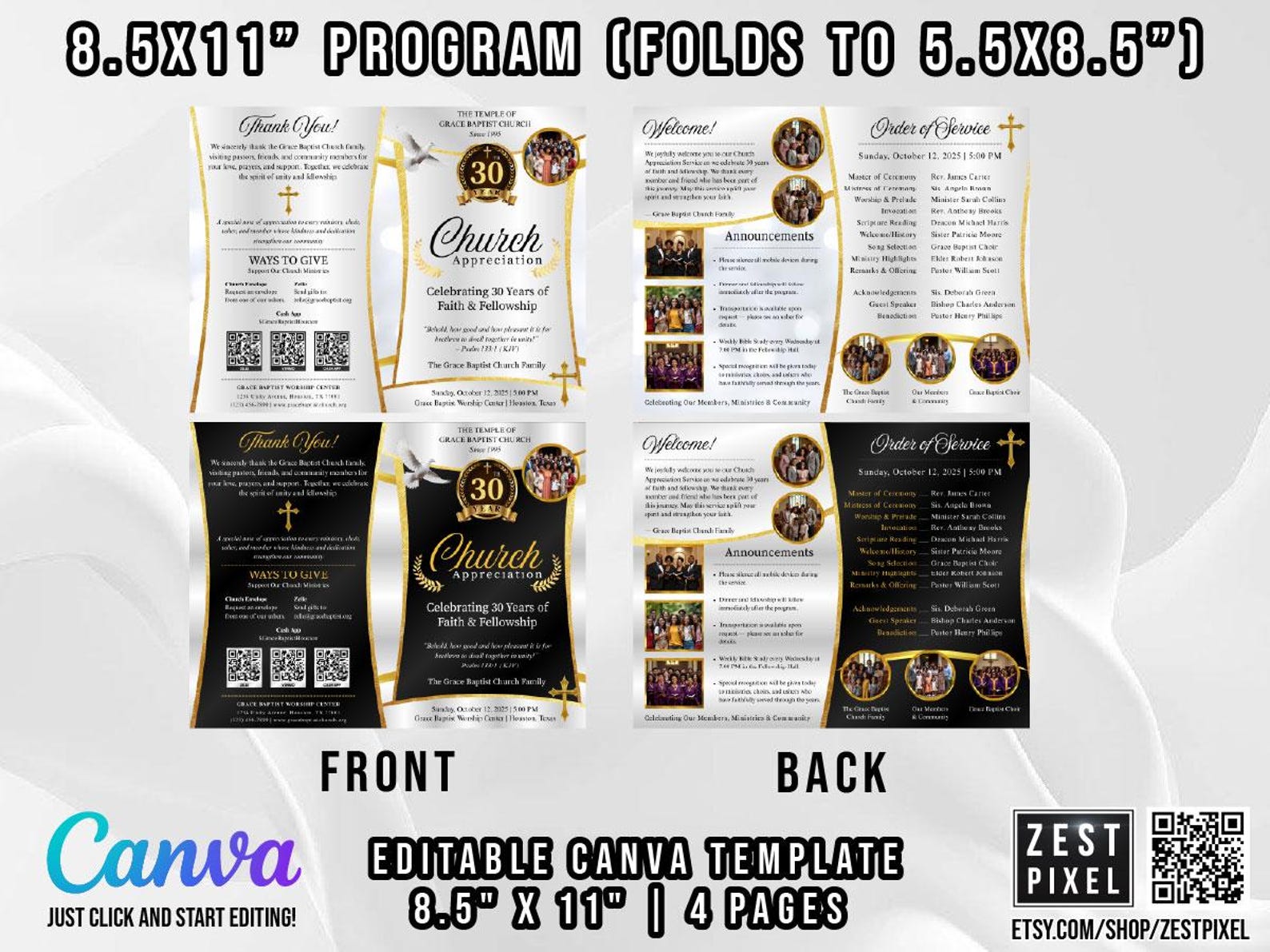 Church Appreciation Program Church Appreciation Program Template | Canva Editable Brochure (8.5