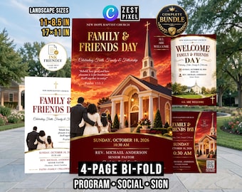 Burgundy Gold Church Program: Bi-Fold Template Bundle