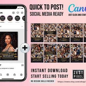 Customizable obituary poster collage layout for remembrance ceremony