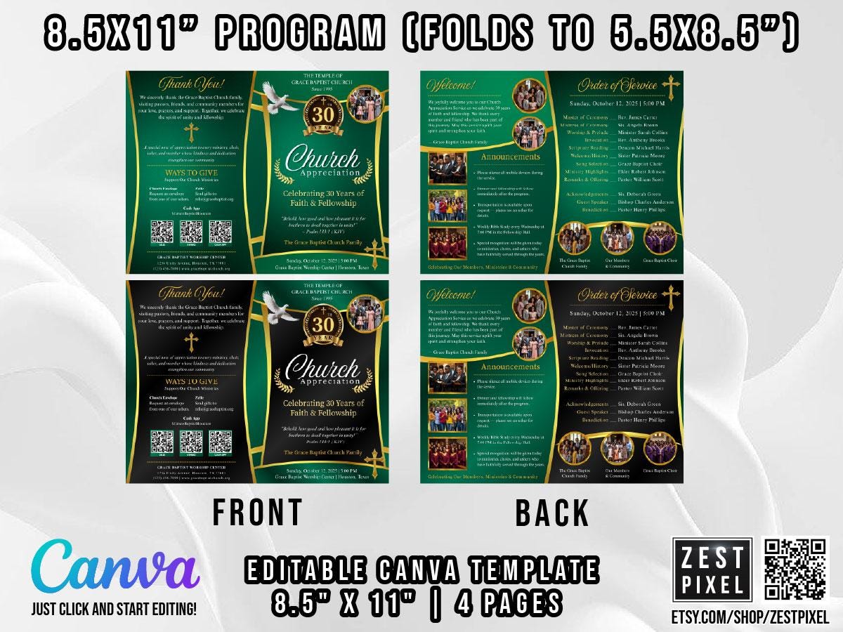 Church Appreciation Program Church Appreciation Program Template | Pastor Anniversary Service ...