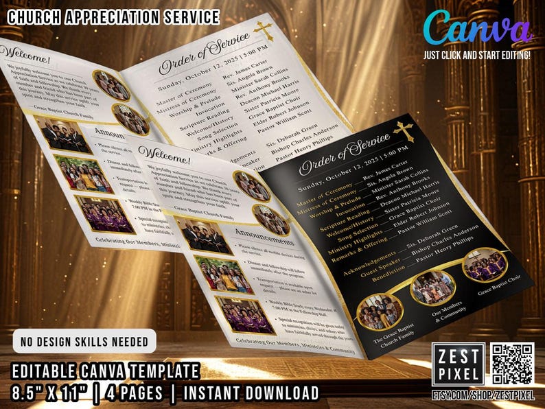 Church Appreciation Program Template | Canva Editable Brochure (8.5