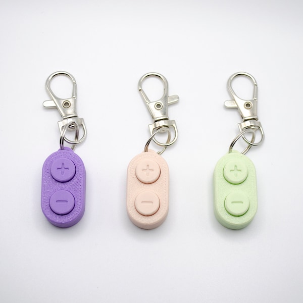 Plus & Minus Clicker Fidget Toy Keychain Customizable Colors