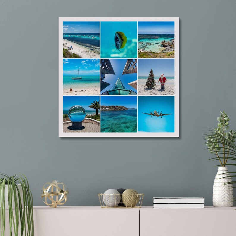 White Grid Large Canvas Turquoise Tropical Endless Summer Wall Art Photo Modern Framed Canvas