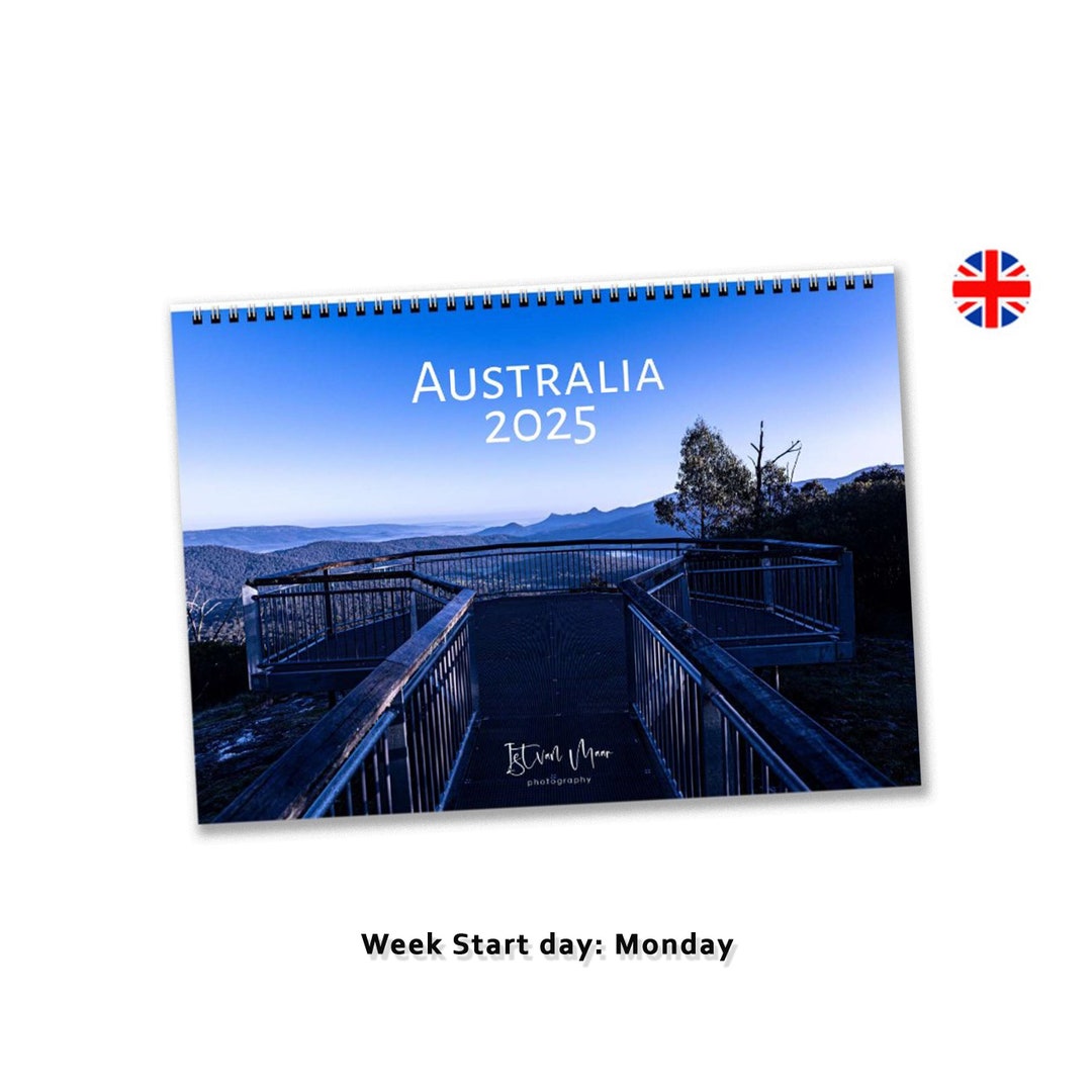 2025 Australia Wall Calendar Monday 12 Month Planner Wall Décor Photo