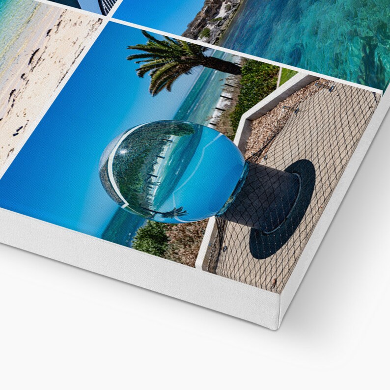 White Grid Large Canvas Turquoise Tropical Endless Summer Wall Art Photo Modern Framed Canvas