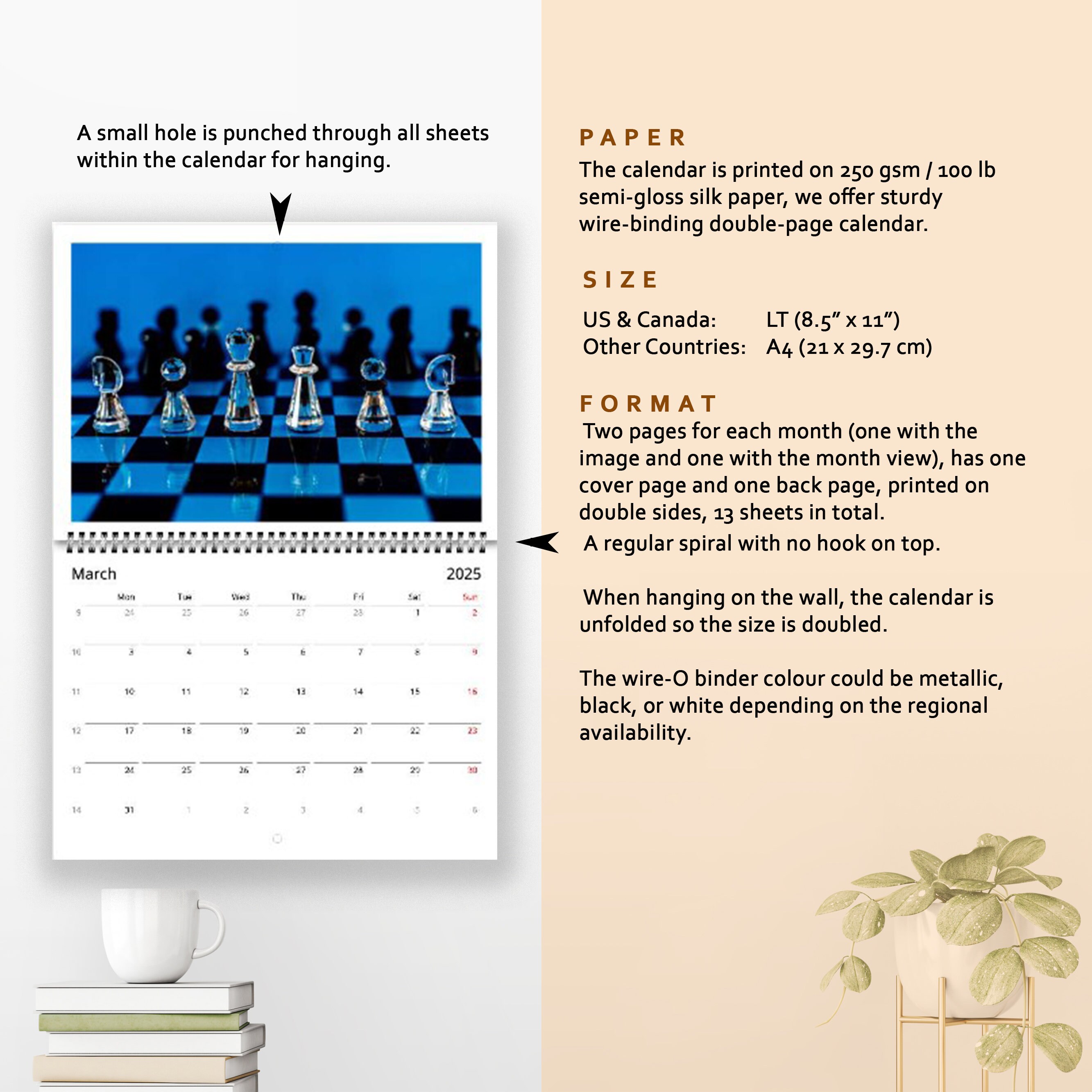 2025 Chess Wall Calendar Sunday Week 12 Month Planner Amazing Sets