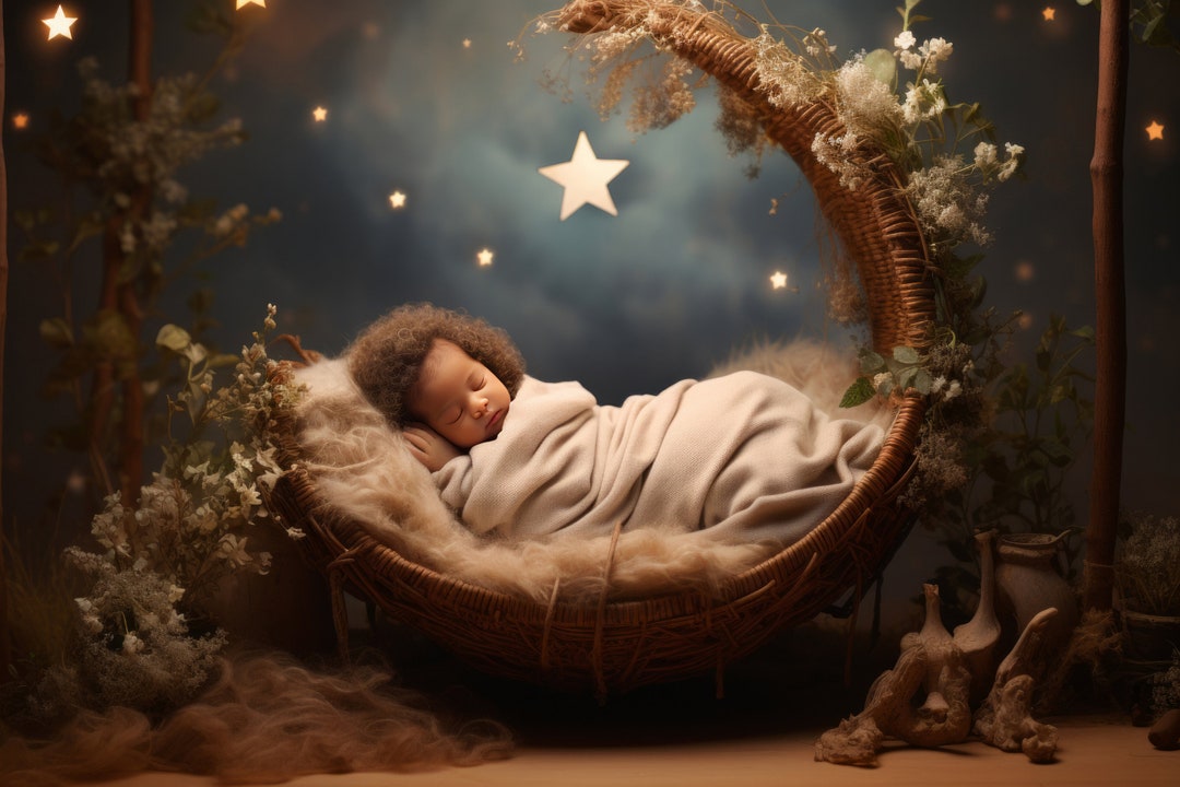 Christmas Newborn Digital Backdrop:newborn Cradled in a Festive Setting