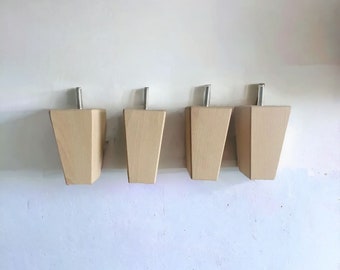 Set of 4 Square Beech Furniture Legs for Cabinet, Sofa and Other Home Furniture, Furniture Leg, Cabinet Leg, Sofa Leg, Square Tapered