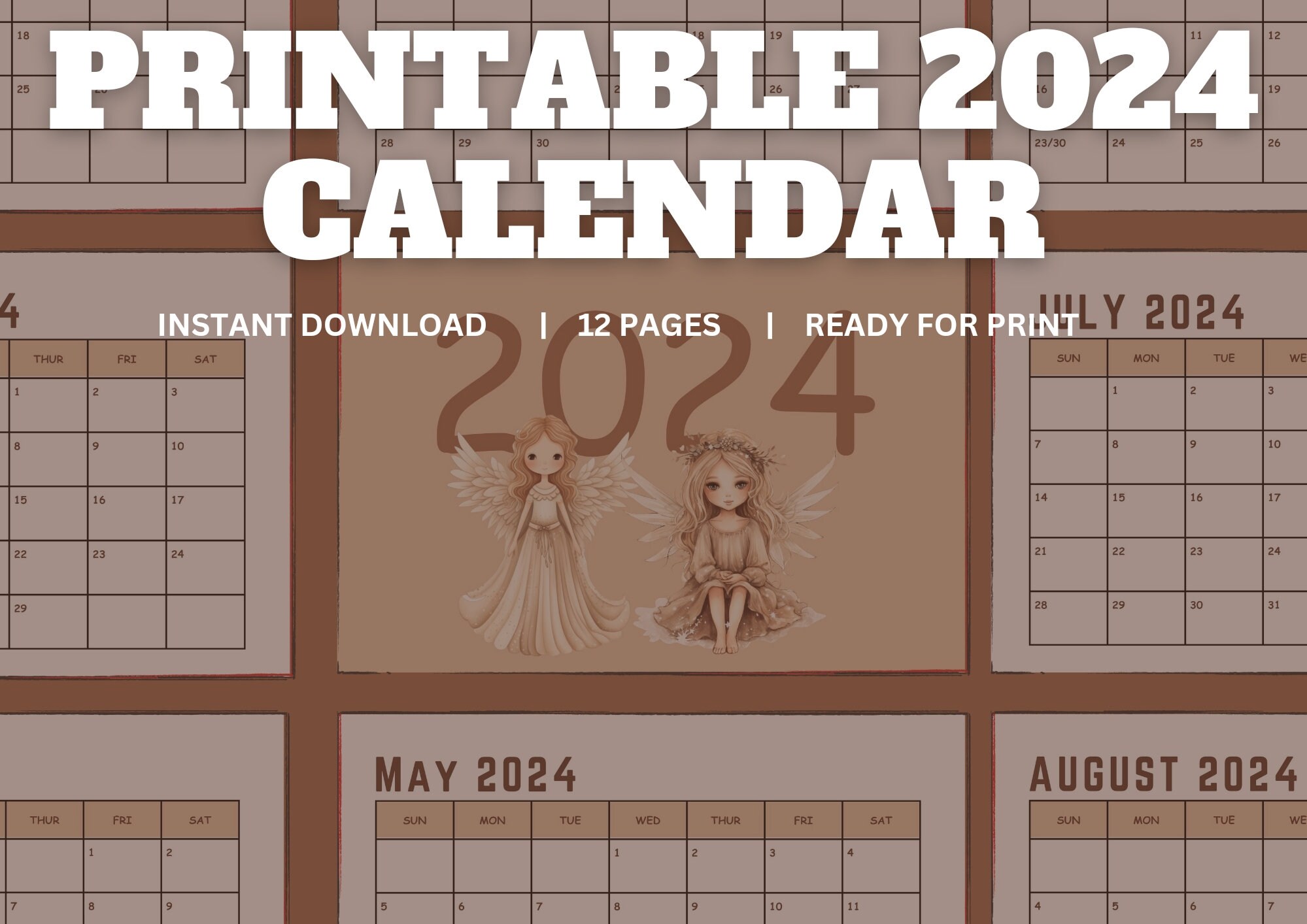 Printable Calendar 2024 Monthly Calendar Simple Gift Desk Calendar 2024 ...