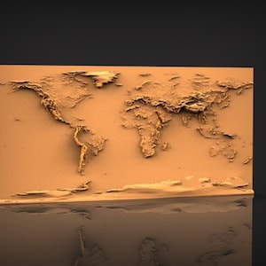 Modèle en relief de carte du monde 3D stl-3D fichiers dessin stl pour machine cnc-3D imprimante-routeur CNC graveur, Aspire, fichiers CNC, bois, art, décoration murale