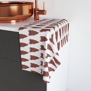Bulldog Pennant Hand Towel for Home Decor, Perfect for Gifts, Kitchen, Bathroom, Holiday, Sports Fans, Red and White Design