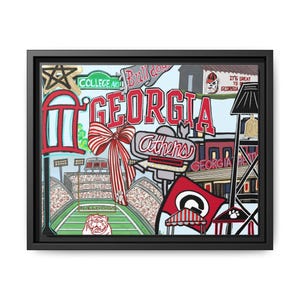 Arte enmarcado, regalo para fanáticos de los Bulldogs, impresión en lienzo mate del día del partido de Atenas, decoración de pared, obra de arte de fútbol