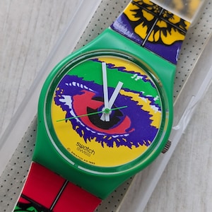 NEW Vintage Swatch men&#39;s Watch Swiss GG128 34mm case and ducuments