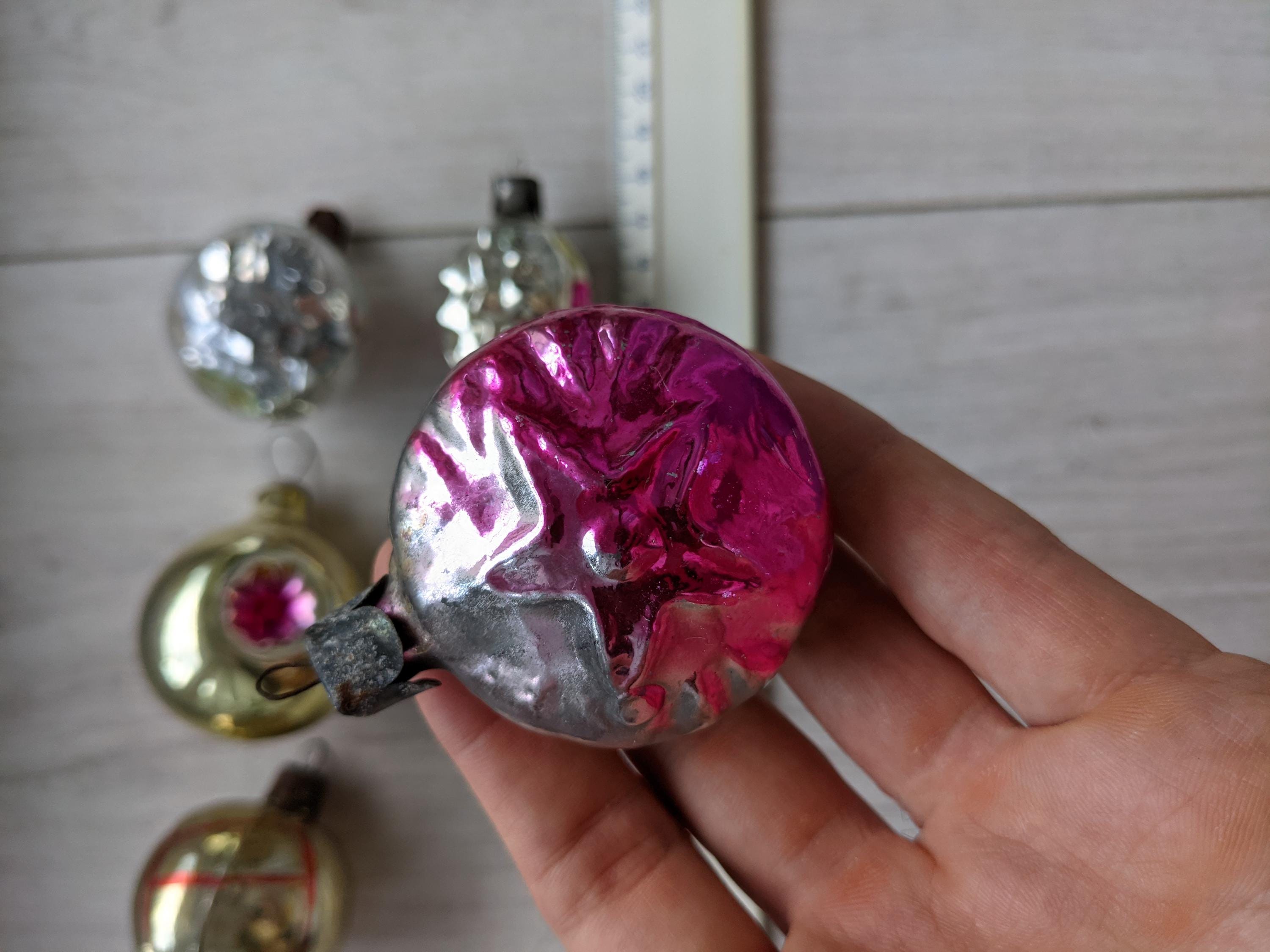 ソビエト　クリスマスオーナメント　ガラスオーナメント　ボール　6個セット クリスマスガラスオーナメント6個セット、ソビエトガラスオーナメント