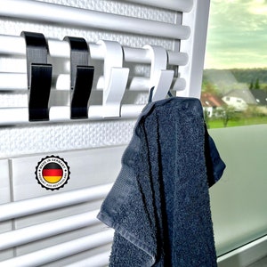 Modern towel holder in a set of 4 black or white for 28 mm round radiators Towel hook Towel holder Heating hook Bathroom radiator