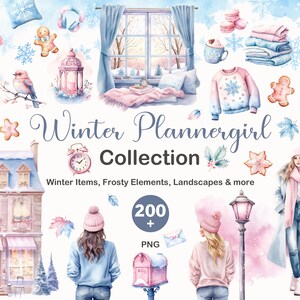 Winter Planner Girl Digital Stickers + 200| Winter GoodNotes | Digital Planner | Winter Icons | Snow Digital iPad Planner| Goodnotes Planner