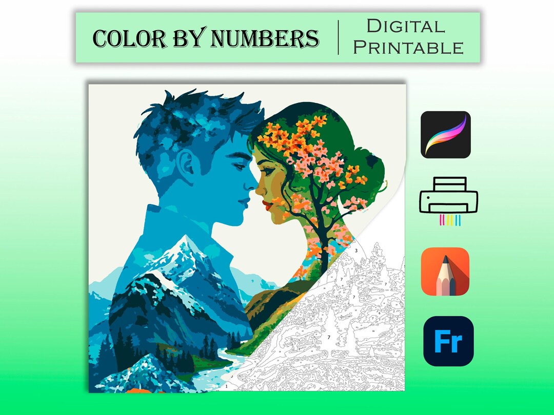 Color by Number for Adult, Paint by Numbers, Romantic Nature Scenery ...
