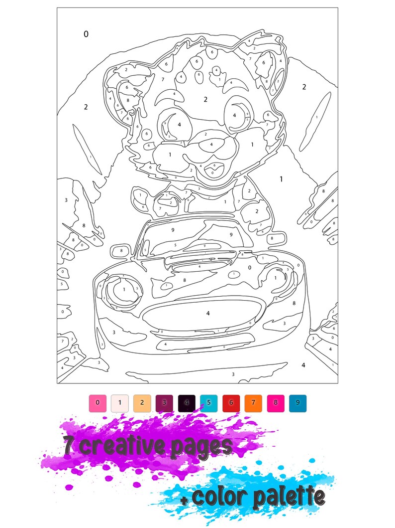 Coloring Book, Color by Numbers for Kids and Adult, Paint by Number ...