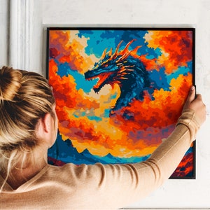 Paint by Numbers Dragon Art Kit Adult, Animal Coloring Book, Printable ...