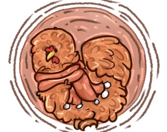 Autumn Fall Vibes Cute Silkie Chicken Art Print Drawing