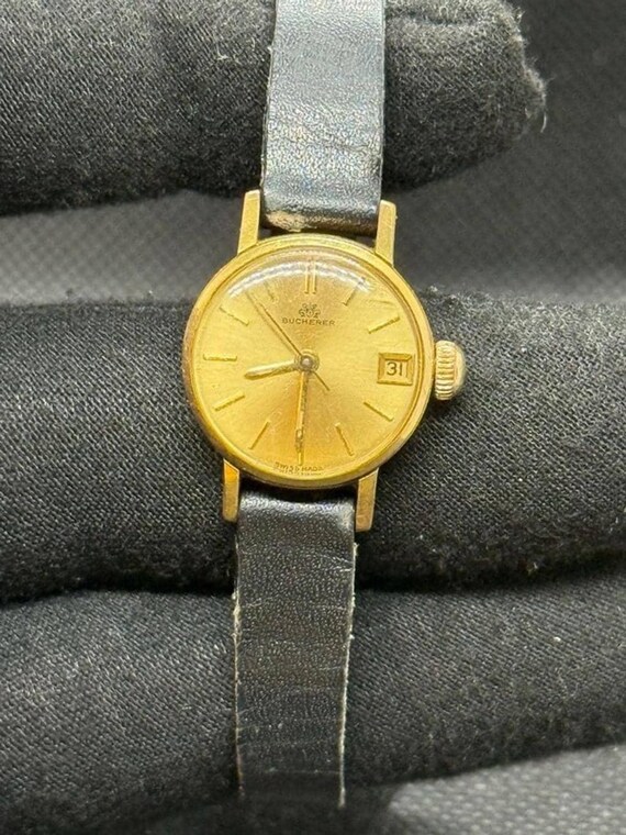 Vintage Bucherer Gold-Tone Ladies Manual Wind Watch with Date Indicator