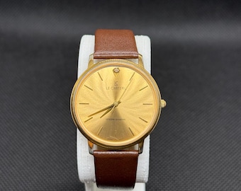 Vintage Le Chateau Watch Women 18K Gold Plated genuine Diamond Marker