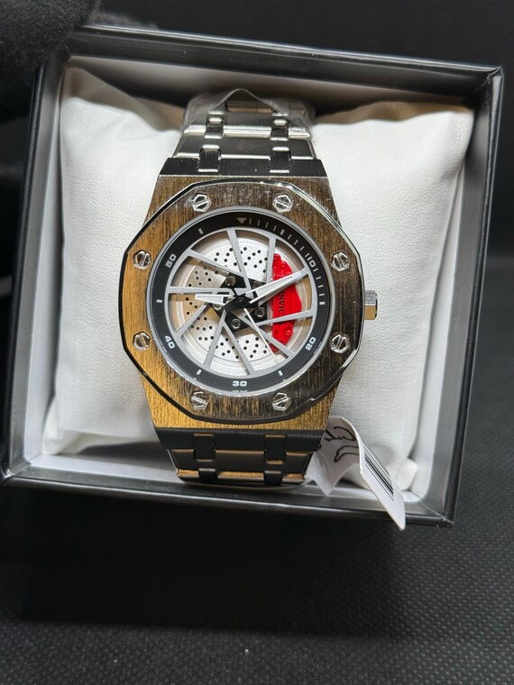 Men's Invicta Watch Silver and Red Brake Caliper Design