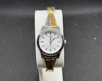 Timex Women's Stretch Bangle Crisscross Two-Tone 25mm Fashion Watch, Expansion Band