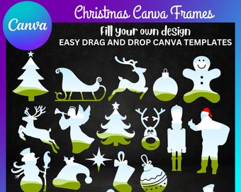 Christmas Canva Frames, Santa frame, Gift frame, Holiday frame, drag and drop editable template, canva frame for christmas