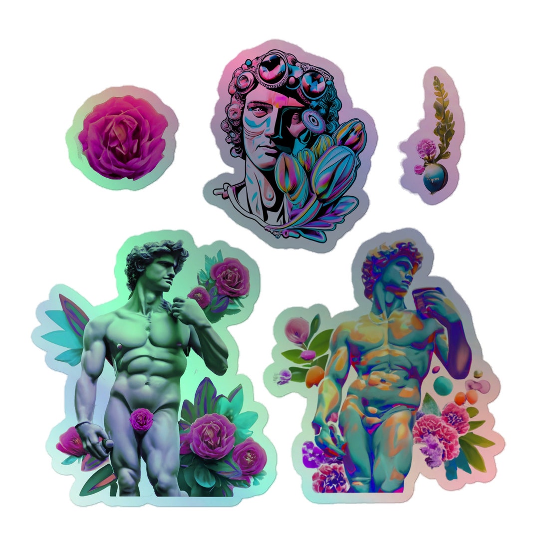 Vaporwave Statue of David Sticker Pack, Roman Sculpture Art for Floral ...