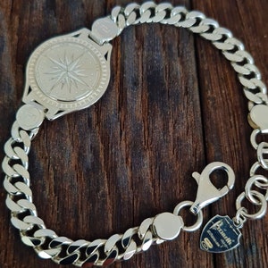 Compass Rose Silver 925 Bracelet, Stylish Jewelry, Made to Order, Made in Italy