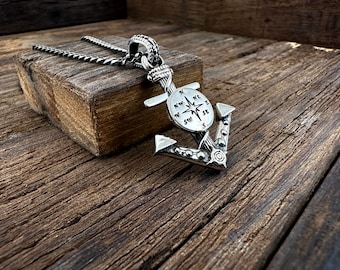 Handcrafted Necklace For Men, Anchor 925 Silver Necklace, Distinctive Necklace, Made in Italy