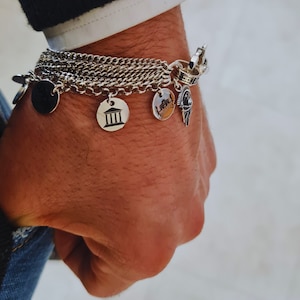 Handmade Roman Empire Bracelet, Exclusive Silver Bracelet, Customizable with Free Engravings, Distinctive and Unique Style, Made In Italy