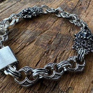 Handmade Lion Bracelet, 925 Sterling Silver Lion Bracelet, Swagger Bracelet, Unique Style, Free Engravings, Made in Italy