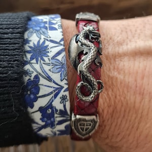 Handgemachtes Drachenarmband, ausgewähltes Lederarmband, einzigartiges Silber 925 Armband, Qualität und robustes Armband, hergestellt in Italien