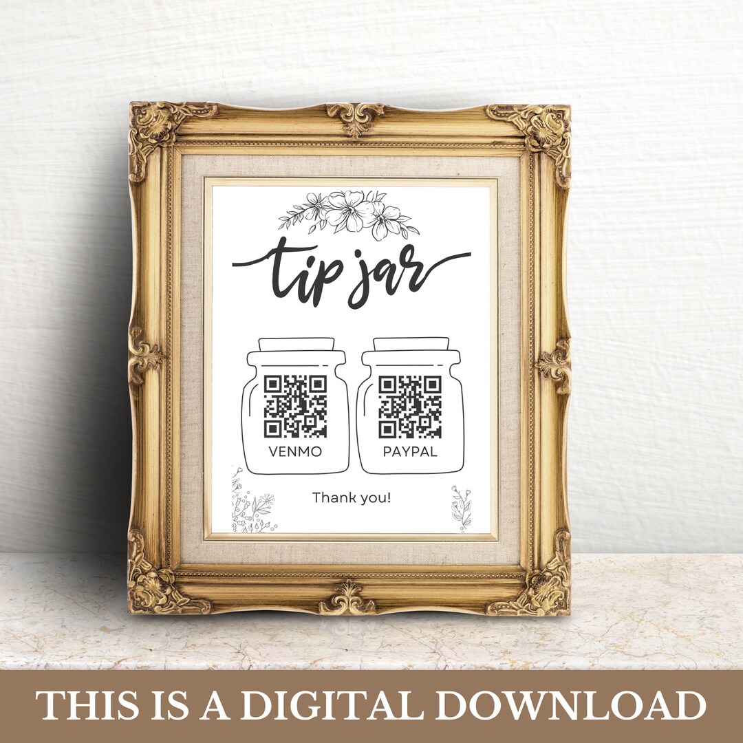 Printable Virtual Tip Jar QR Code Sign Instant Download Venmo - Etsy