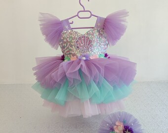 Mermaid Dress, first birthday dress, Baby Girl Dress, Ariel Dress, Birthday, Gifts for Girls,